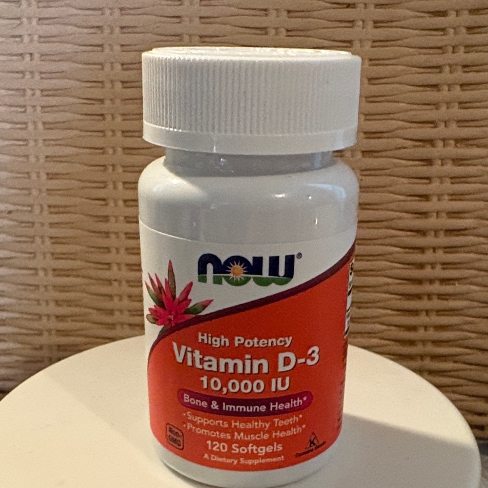 75 Bottles of NOW High Potency Vitamin D-3 10,000 IU - Orange & Purple Bottle